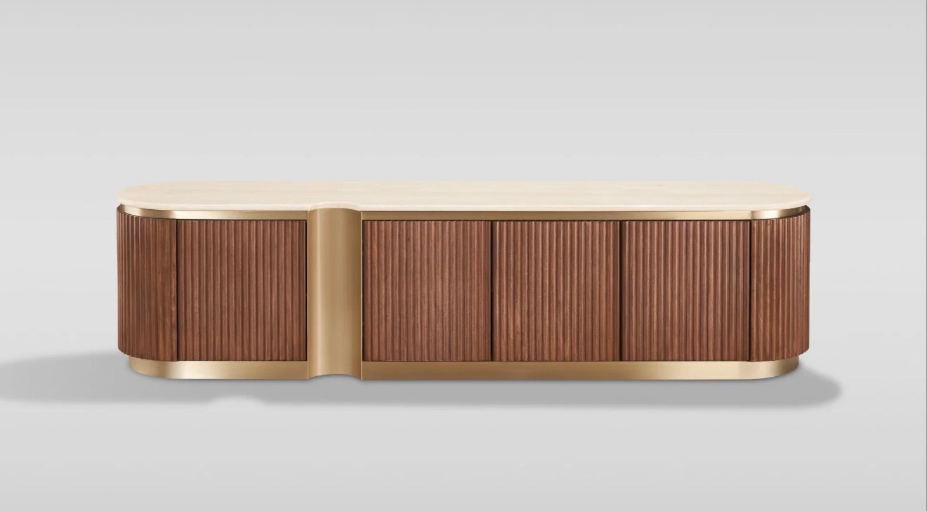 Casa Milano Valente TV Console – Walnut & Cream White