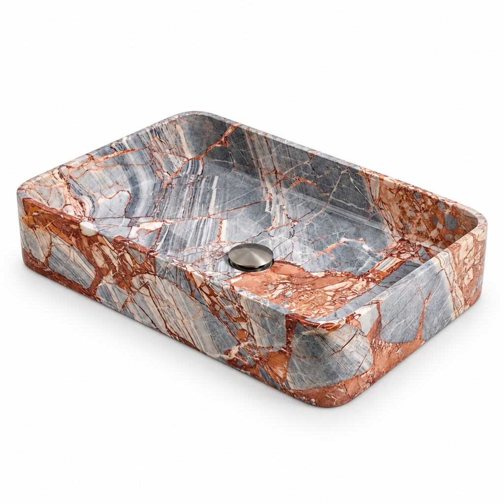 Verona Rectangular Marble Vessel Sink