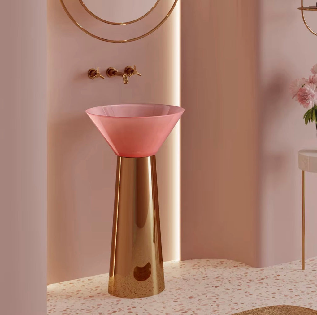 Valentina Transparent Resin Pedestal Sink