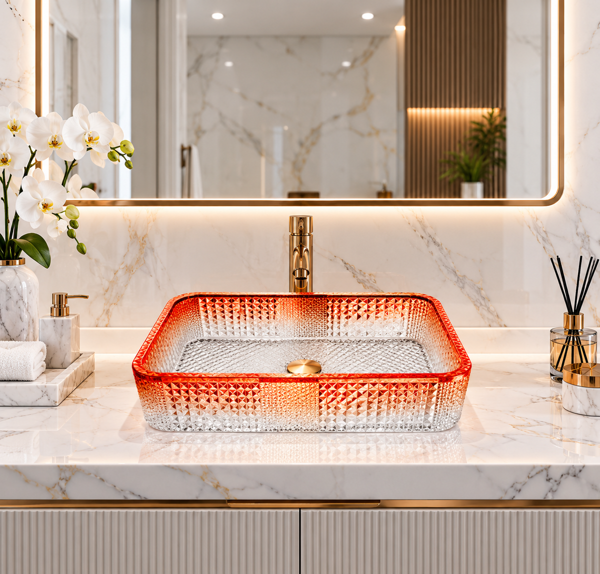 Antonietta Gradient Crystal Glass Vessel Sink