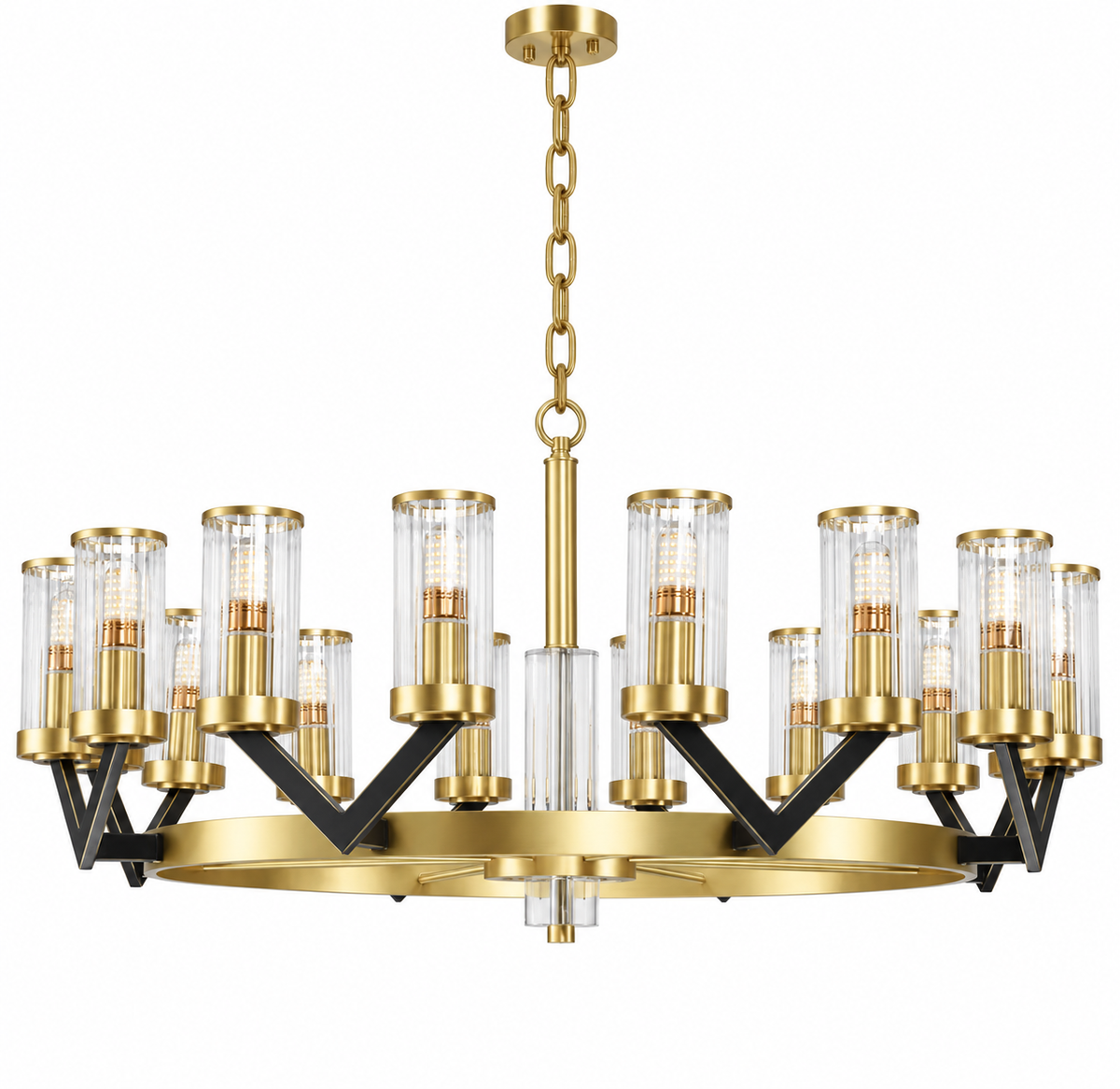 Vittoria Black & Gold Glass Chandelier