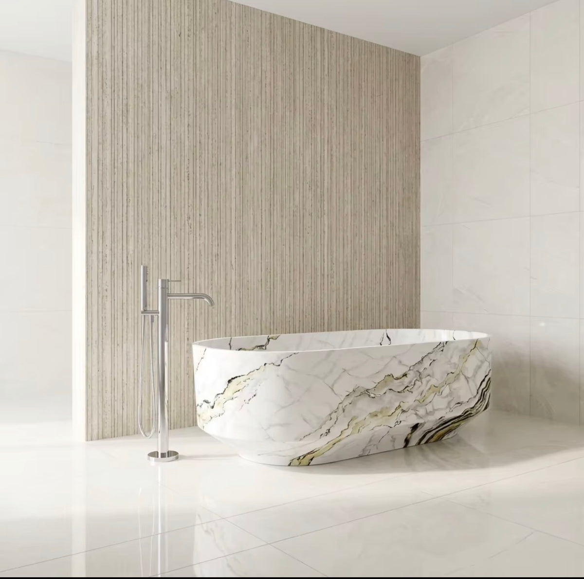 BELLISSIMA CALACATTA VEIN ARTIFICIAL STONE FREESTANDING BATHTUB