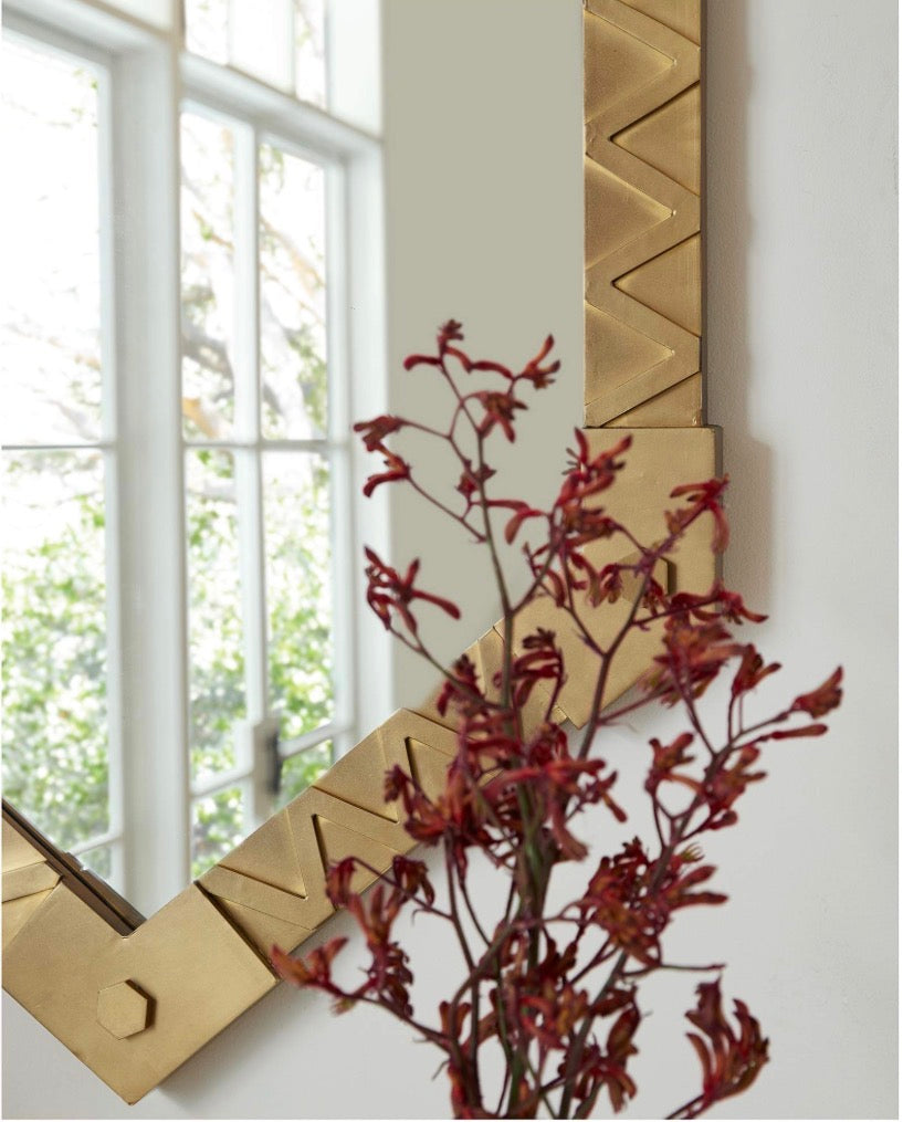 Casa Milano – Holt Antique Brass Geometric Wall Mirror
