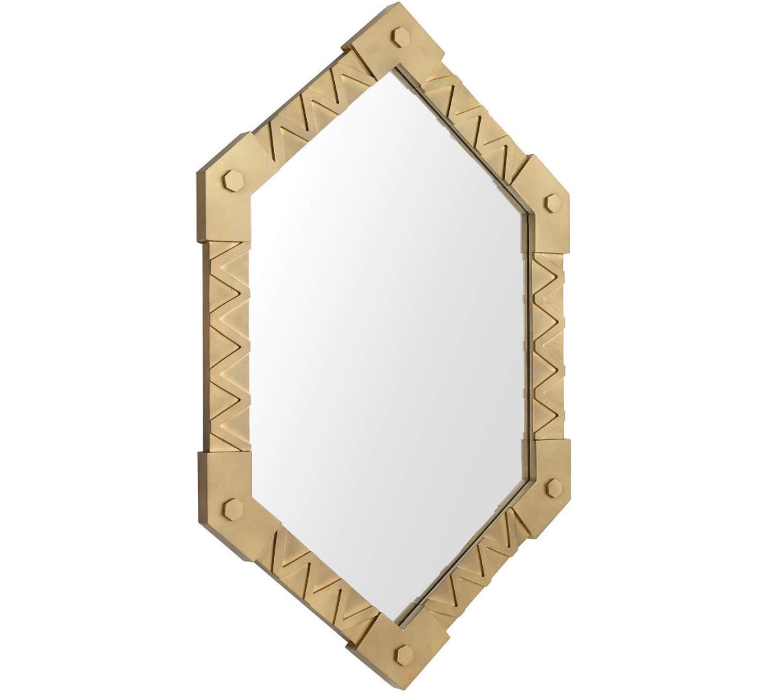 Casa Milano – Holt Antique Brass Geometric Wall Mirror