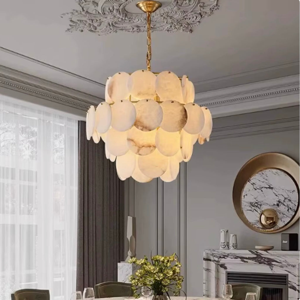 Alsina 4-Tier Brass Alabaster Chandelier