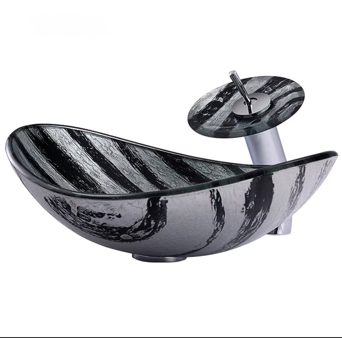 Livia Black & White Glass Vessel Sink Set