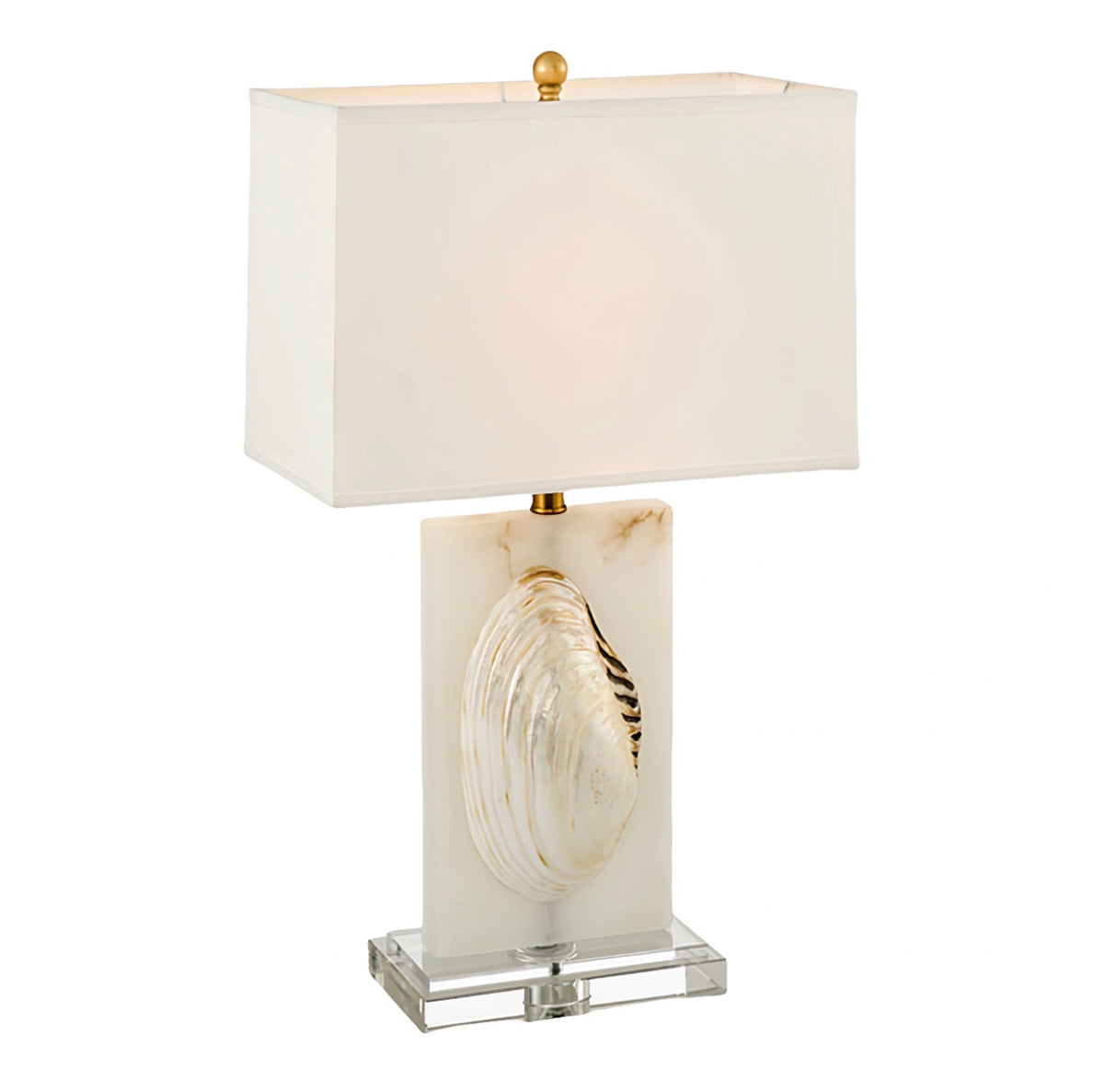 Pearl Oyster Marble & Crystal Table Lamp