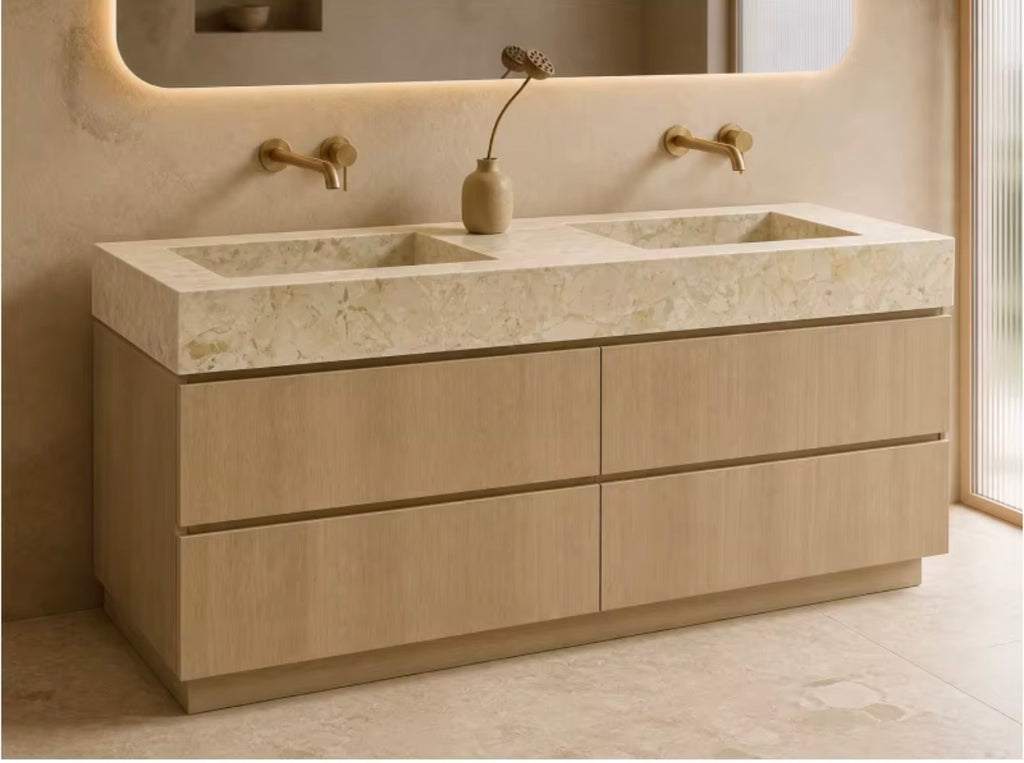 Serafina Breccia Silica Marble Double Bathroom Vanity
