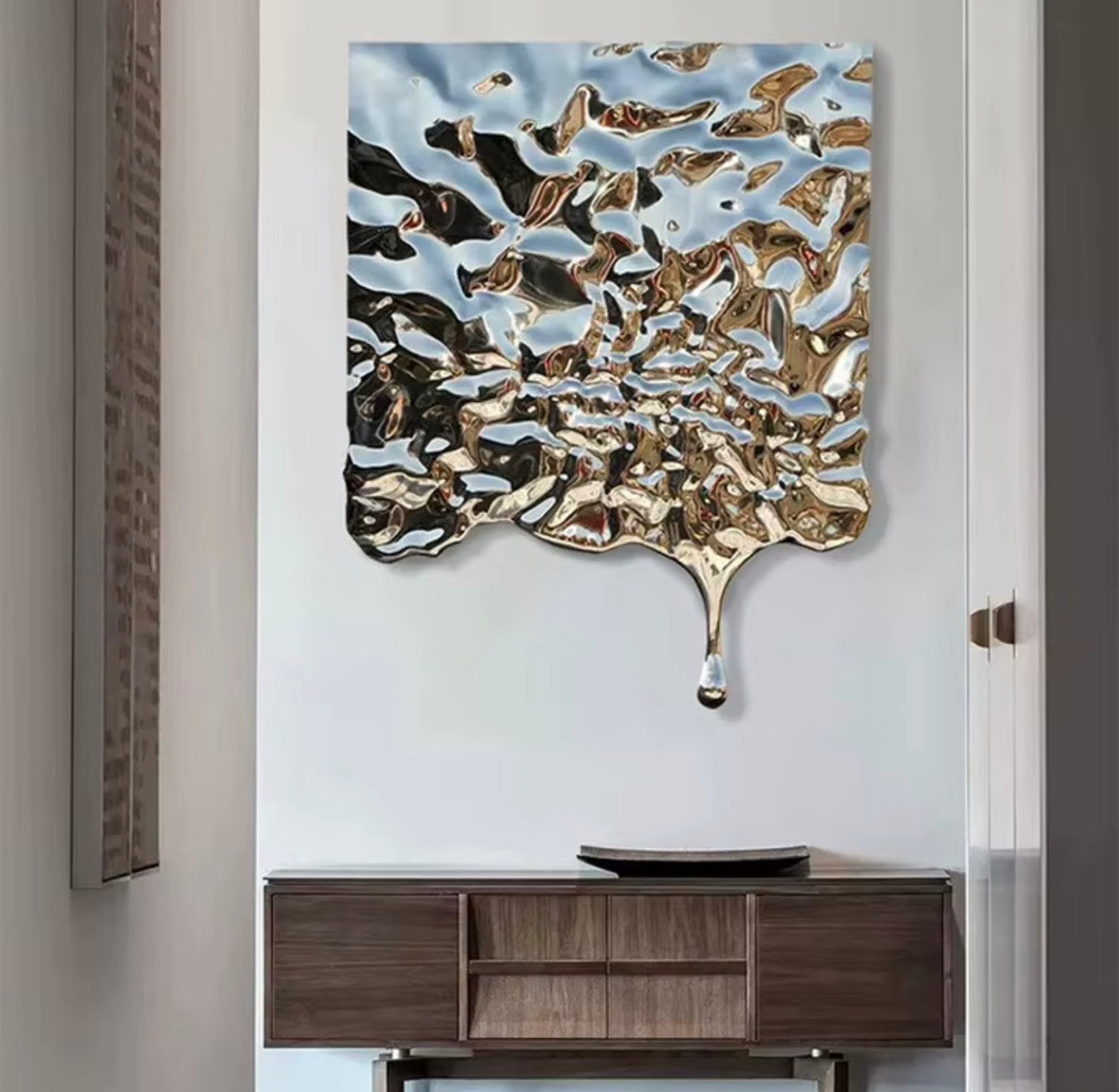Alessia Liquid Metal Stainless Steel Wall Sculpture