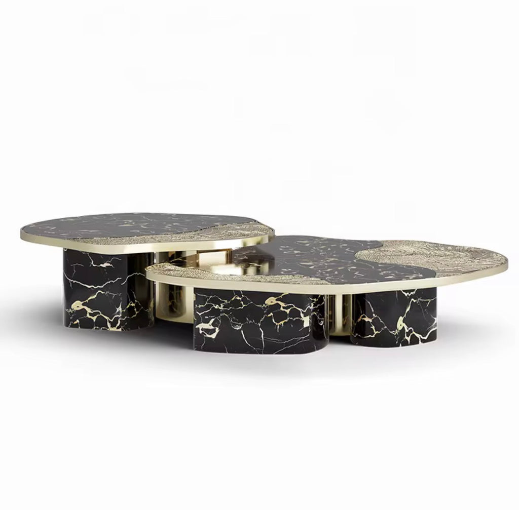 Casa Milano™ Luxury Marble Coffee Table Set – Black & White | Italian Modern Design
