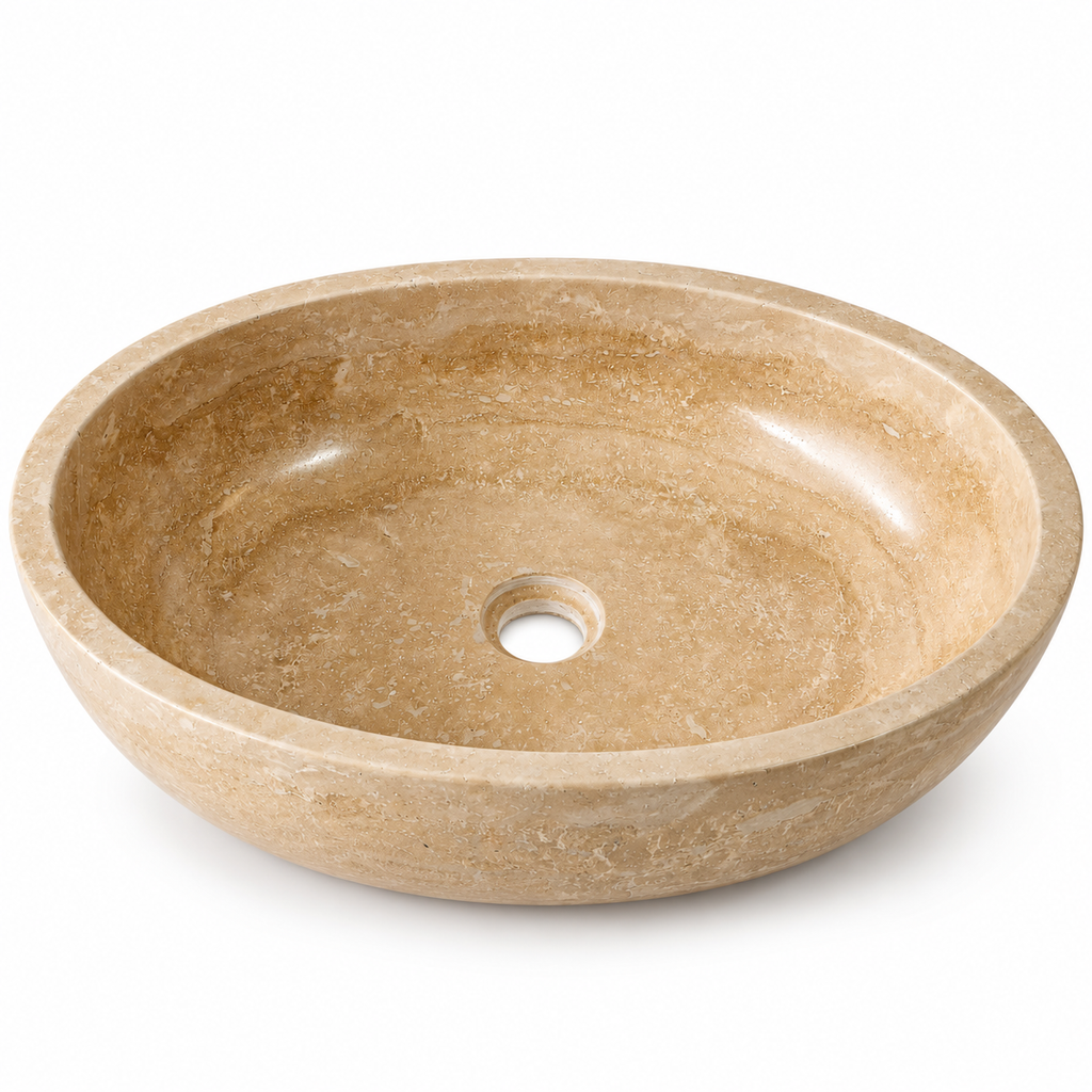 Siena Travertine Oval Vessel Sink