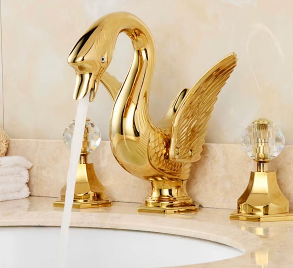 Odette Golden Swan Crystal Basin Faucet