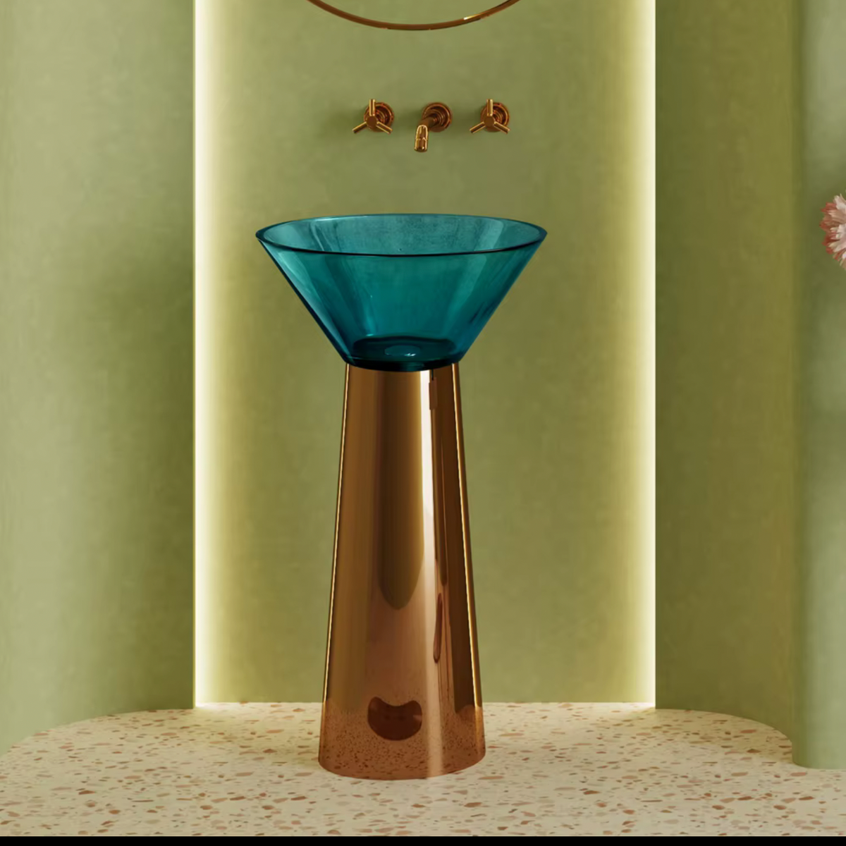 Valentina Transparent Resin Pedestal Sink