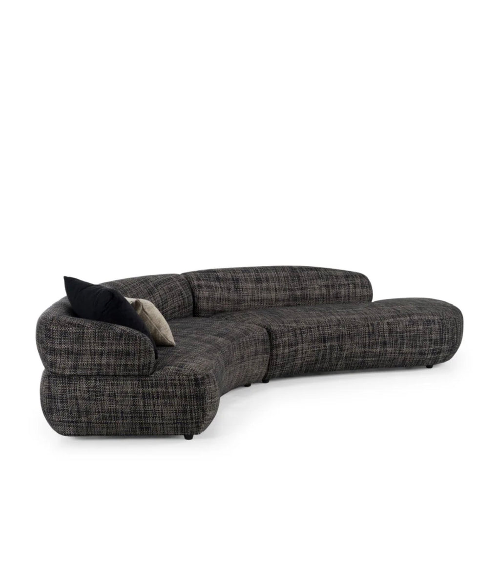 Casa Milano Lakota Modern Curved Sectional Sofa – Dark Gray Fabric