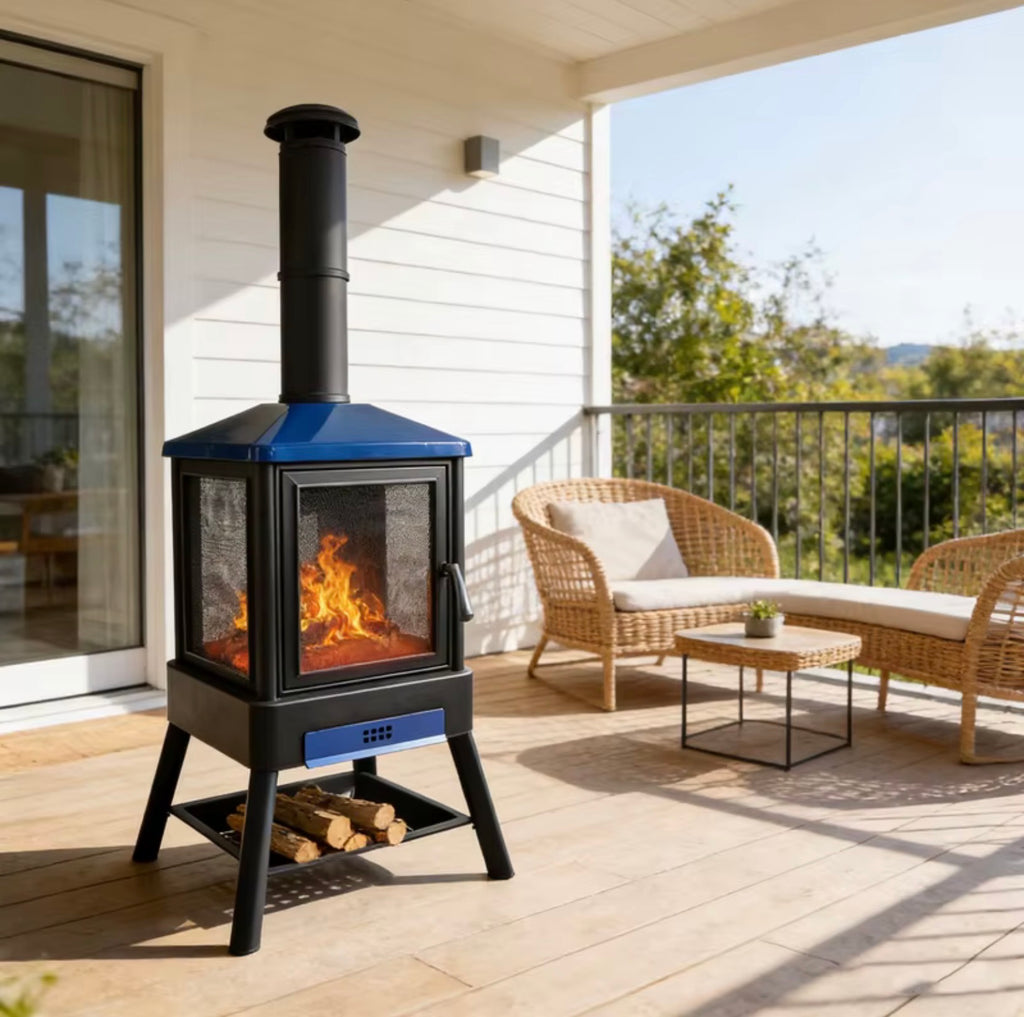 Alessio Steel Outdoor Wood-Burning Fireplace & Grill
