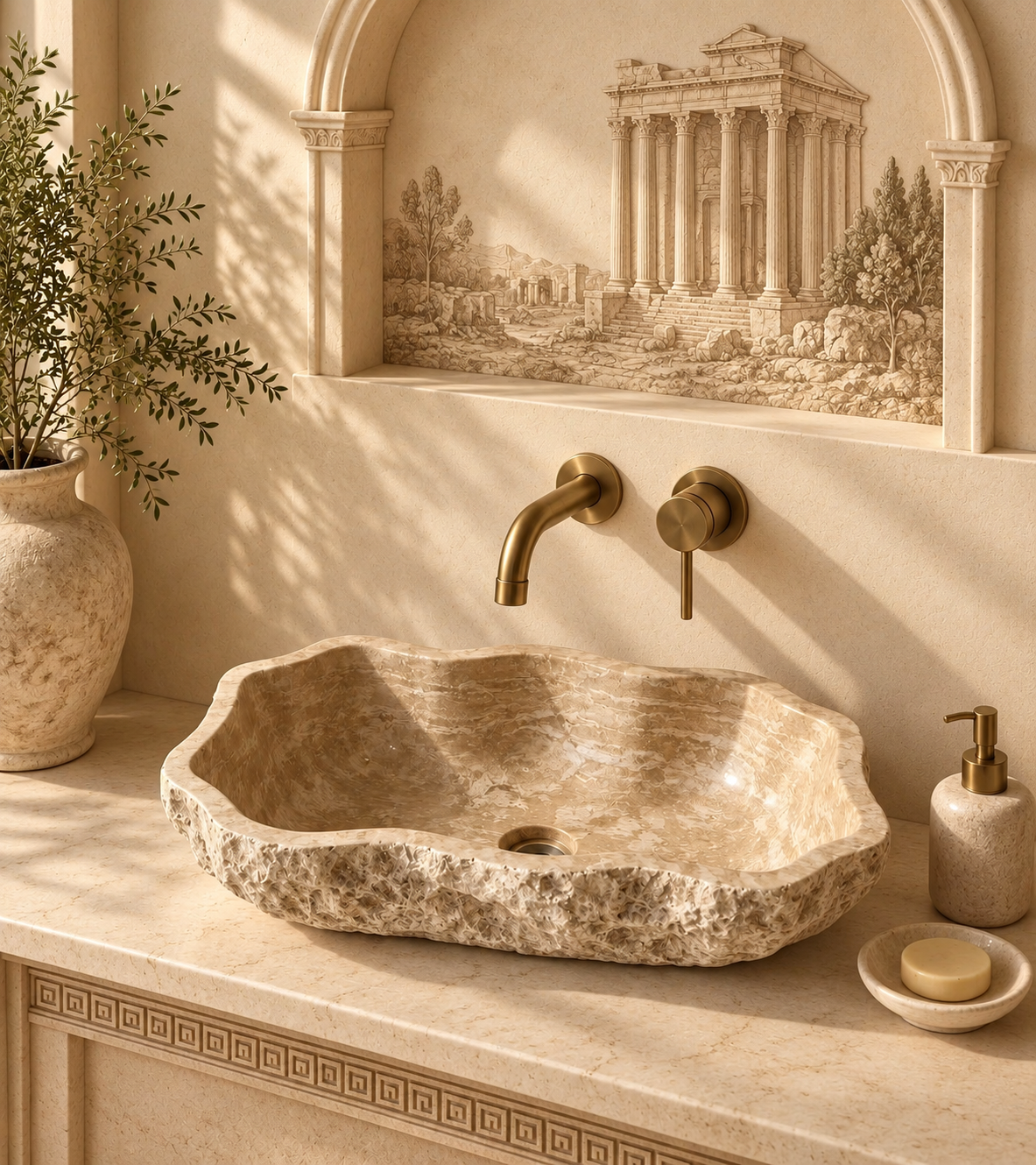 Arezzo Organic Travertine Vessel Sink