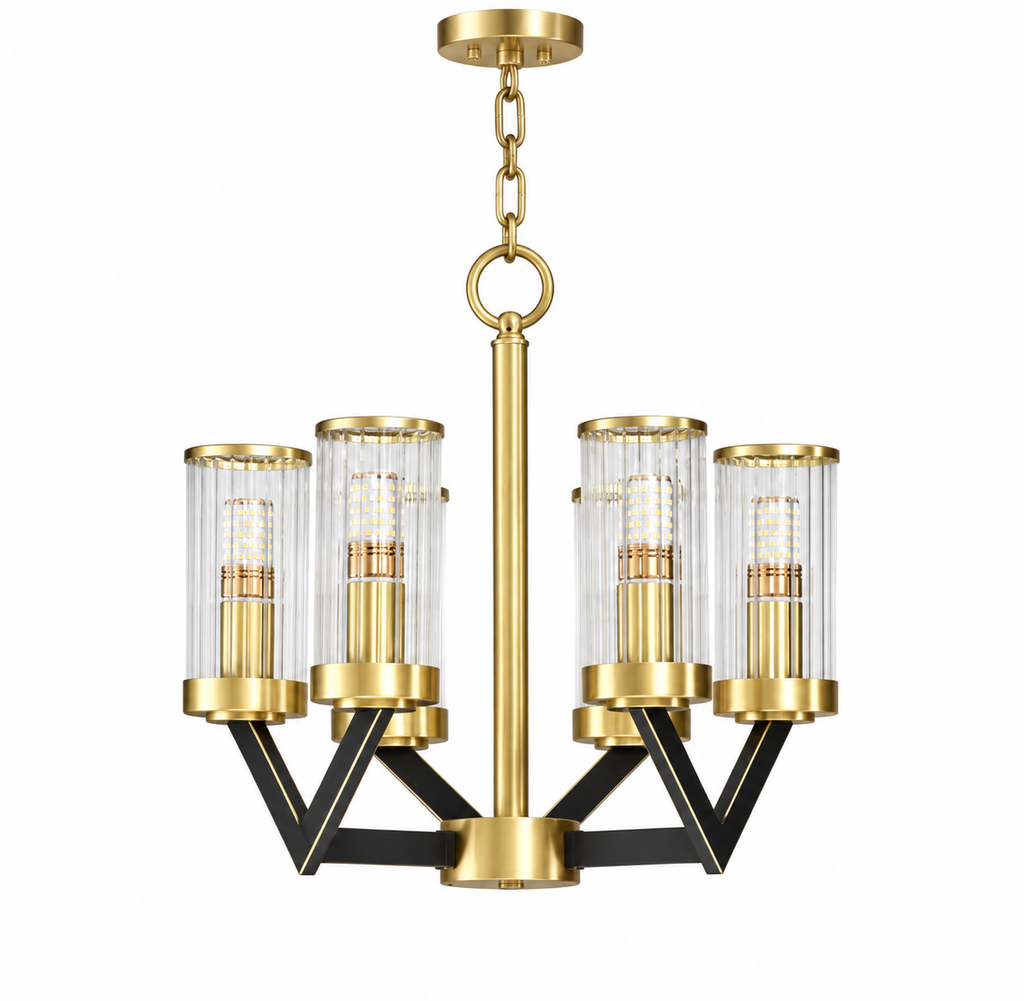 Vittoria Black & Gold Glass Chandelier