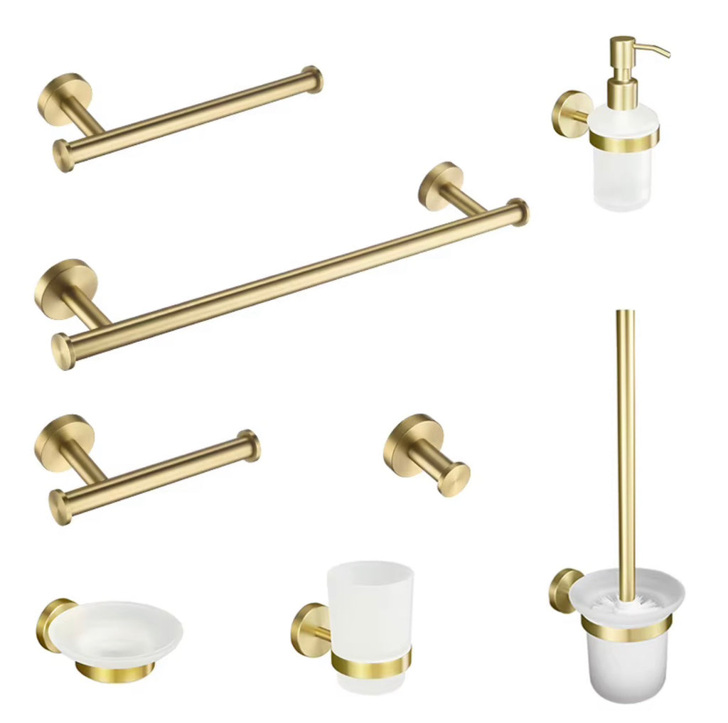 Valeria 8-Piece Brushed Gold Bathroom Hardware Set