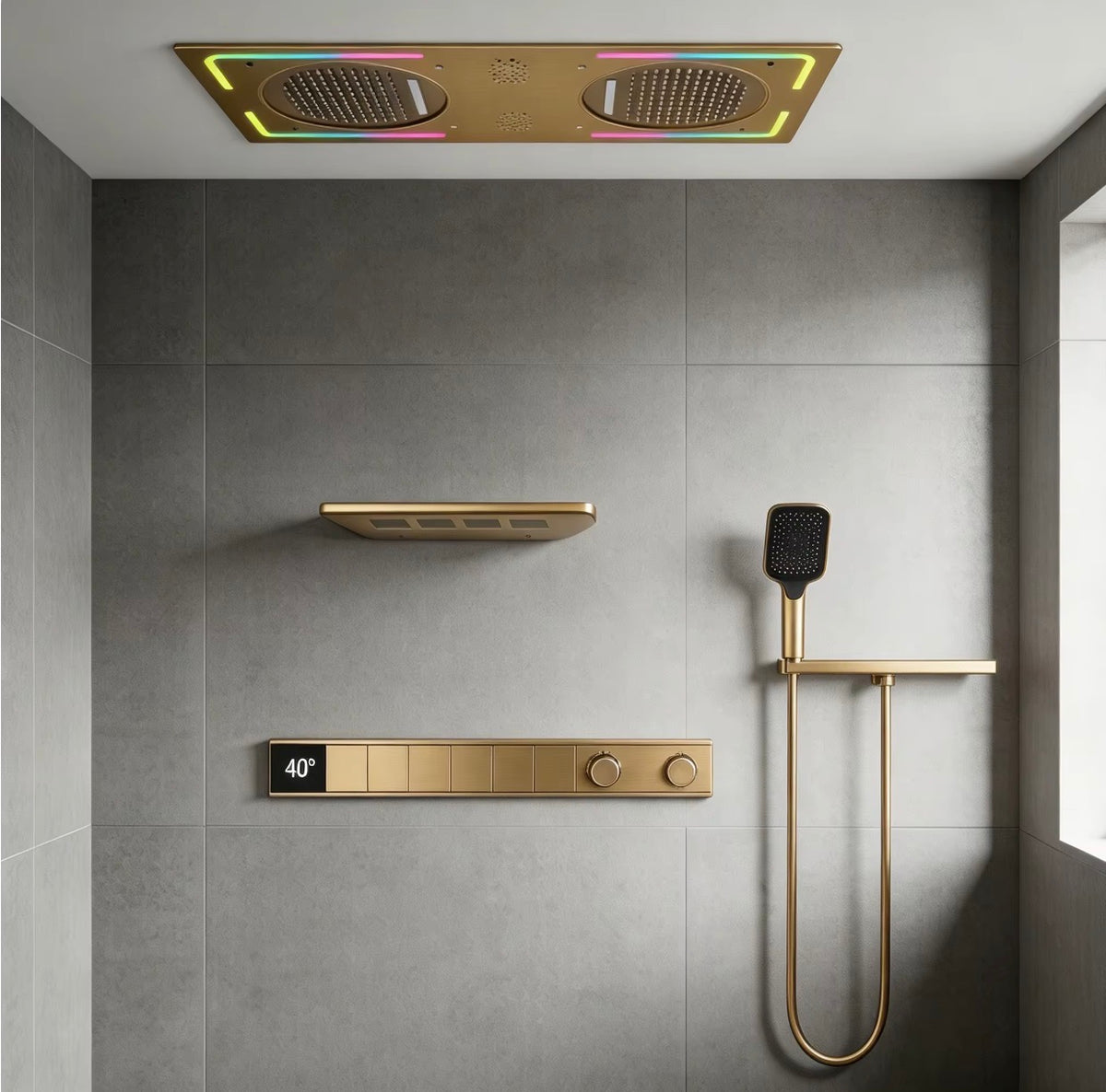 LUCIANO 6-FUNCTION THERMOSTATIC DUAL RAIN SHOWER SYSTEM