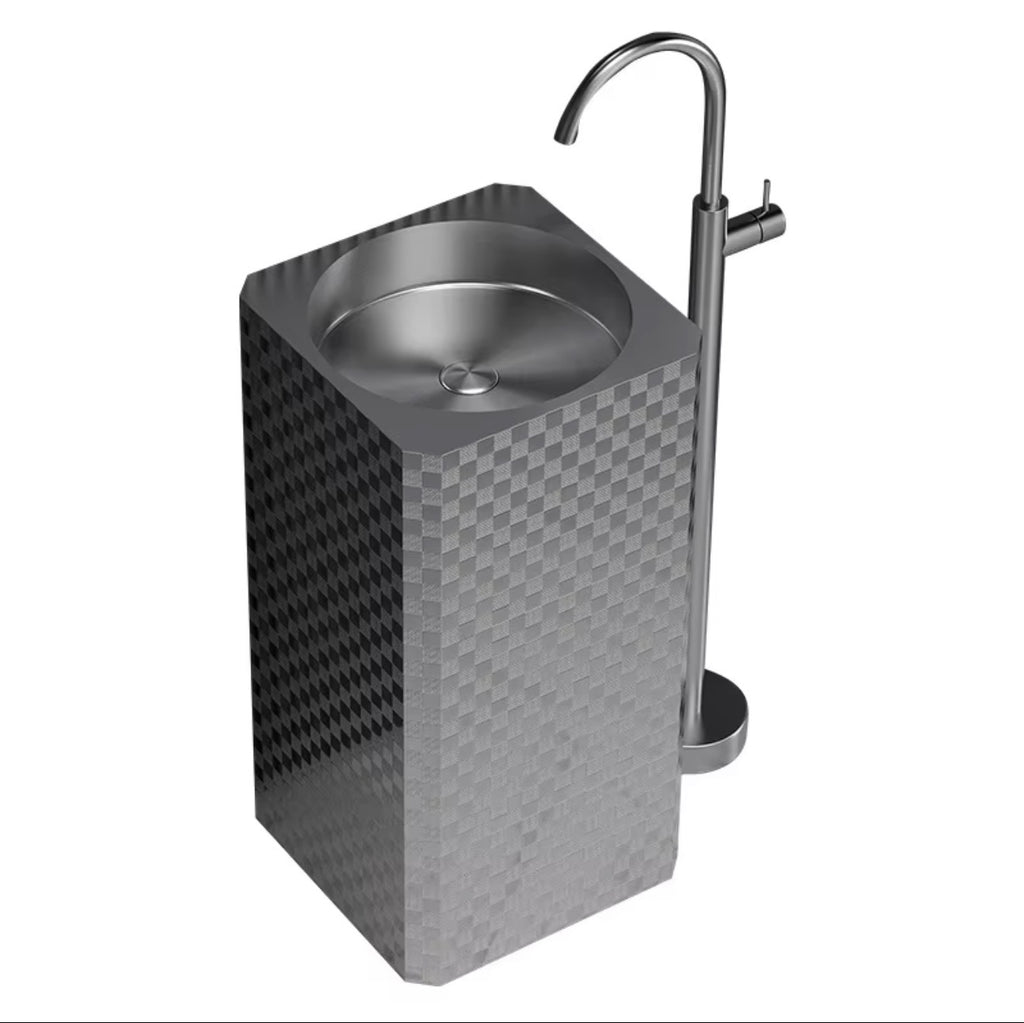 LUCIANO MOSAIC STAINLESS STEEL PEDESTAL SINK