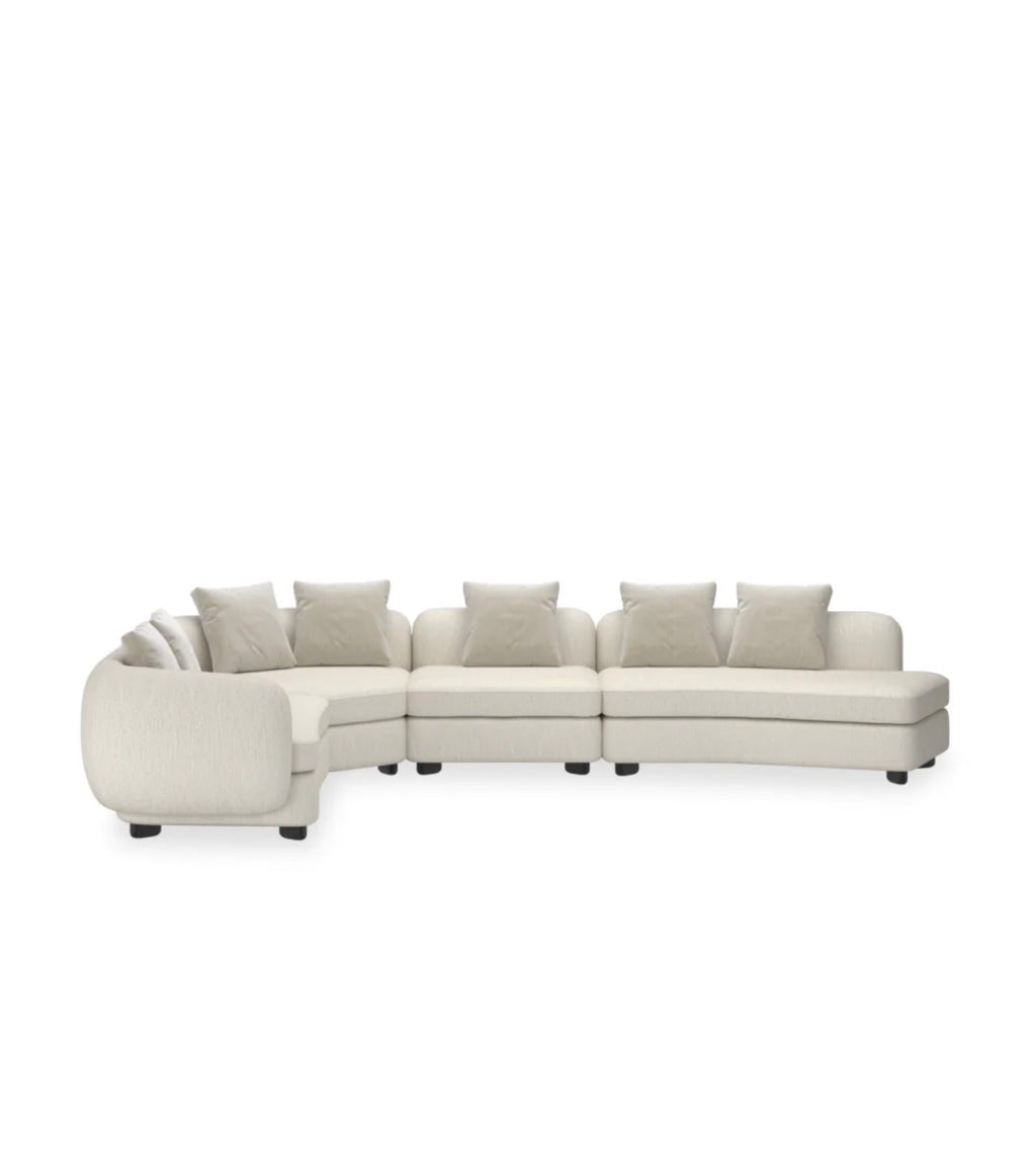 Casa Milano – Lumi Ivory Ribbed Linen 4-Piece Sectional Sofa