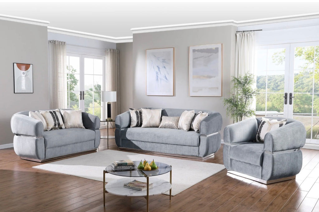 Casa Milano Carmela Living Room Set – Gray Velvet