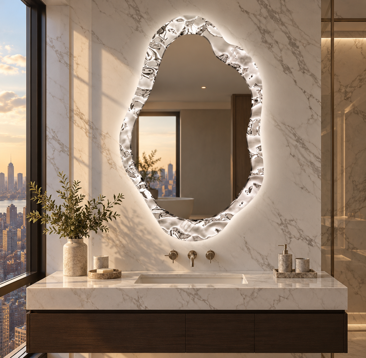 Eliana Sculptural Stainless Steel Wall Mirror