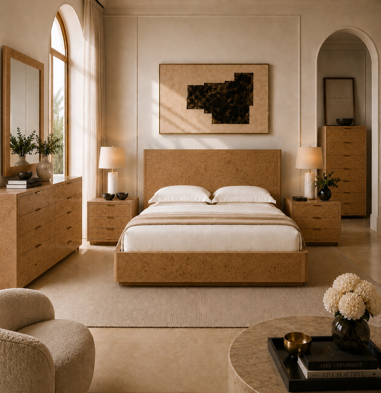 Casa Milano — Kensington Burl Wood Platform Bed
