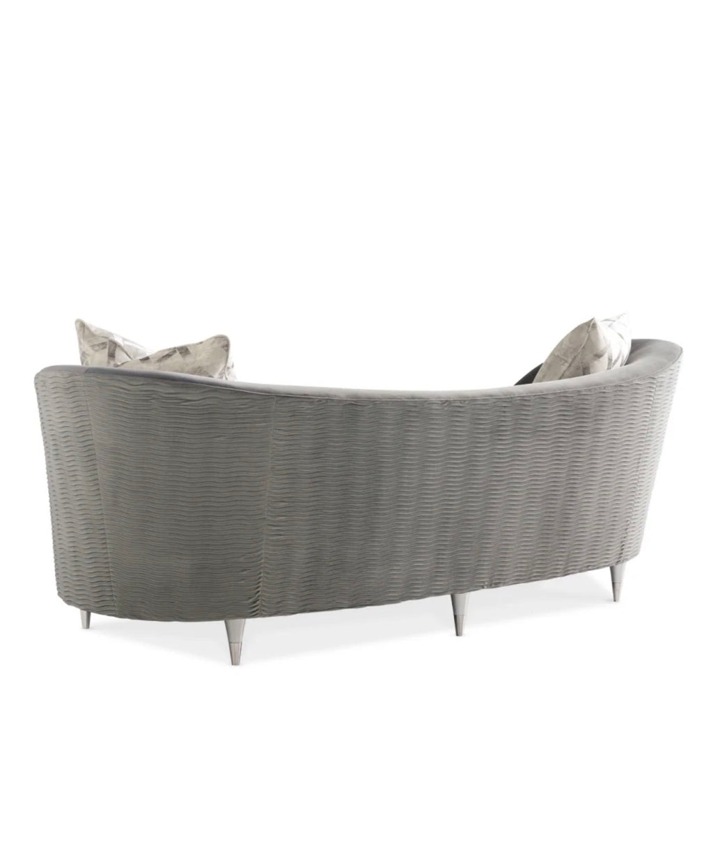 Casa Milano Gray Velvet Curved Sofa – Modern Luxury Design
