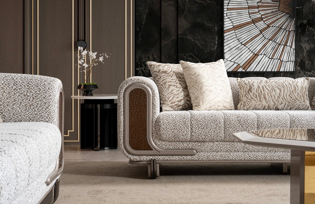 Casa Milano - Lora Luxury Living Room Set – Textured Fabric Design