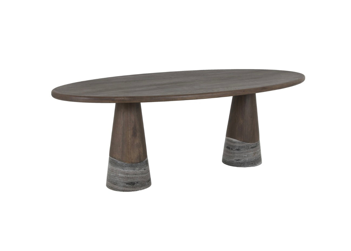 Harper Smoked Charcoal Oak & Marble Dining Table
