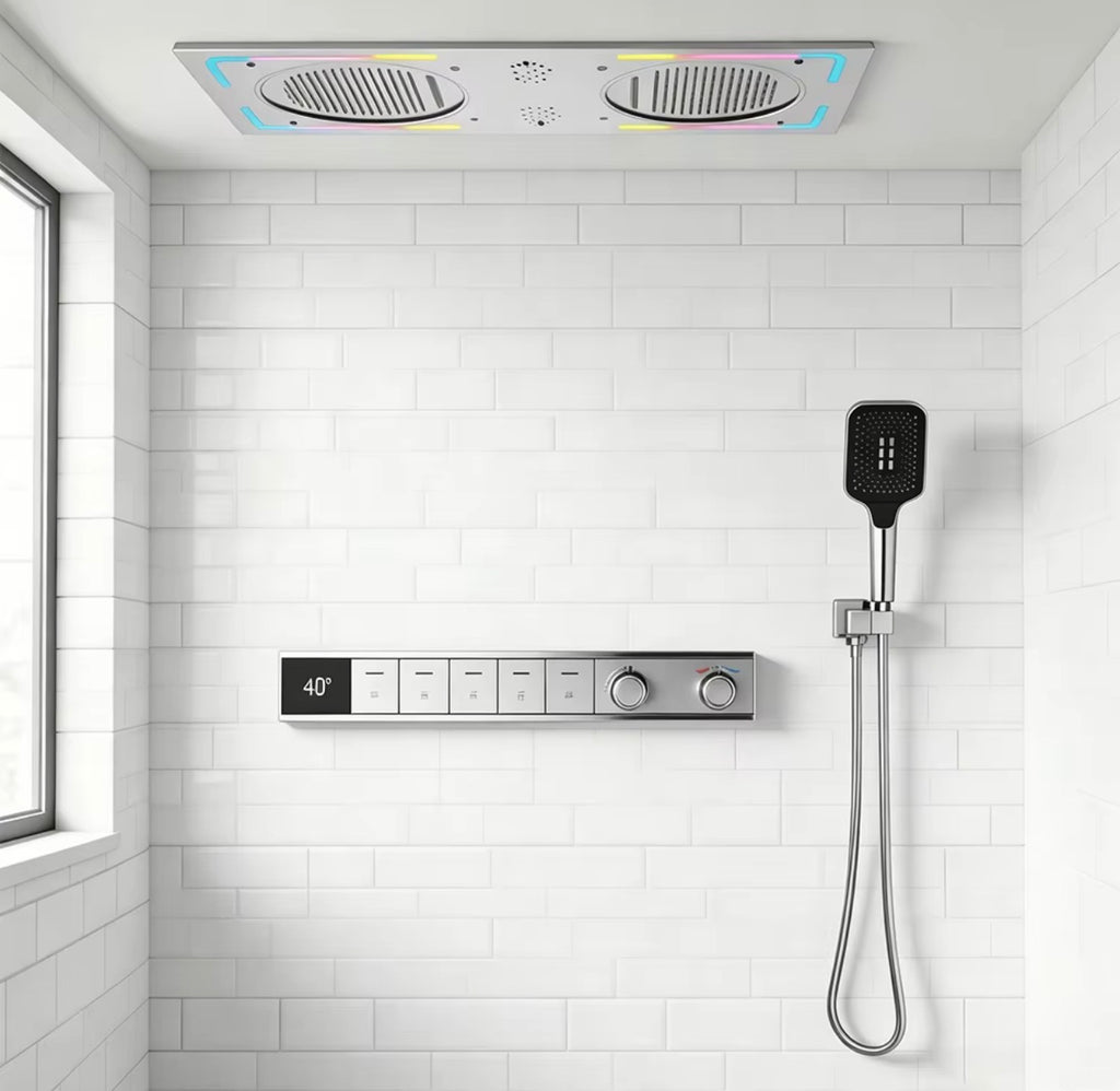 LUCIANO 5-FUNCTION THERMOSTATIC DUAL RAIN SHOWER SYSTEM