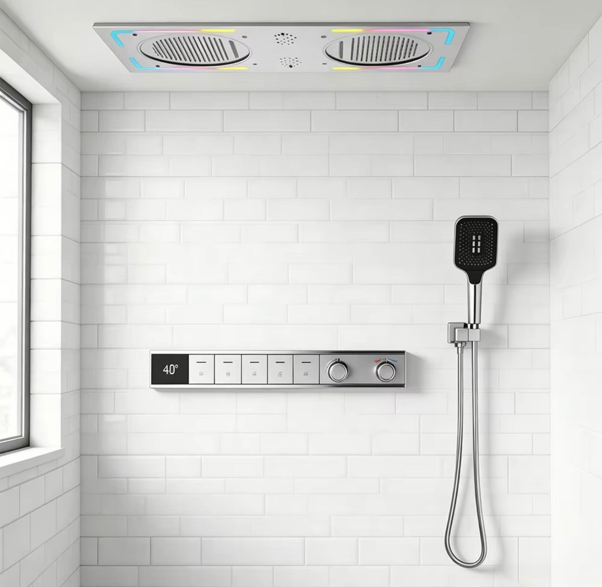 LUCIANO 5-FUNCTION THERMOSTATIC DUAL RAIN SHOWER SYSTEM
