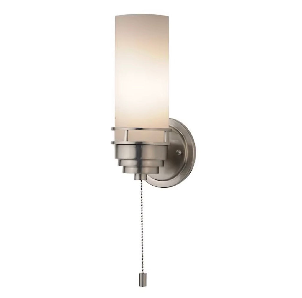 Bianca Brushed Nickel Glass Bathroom Wall Sconce