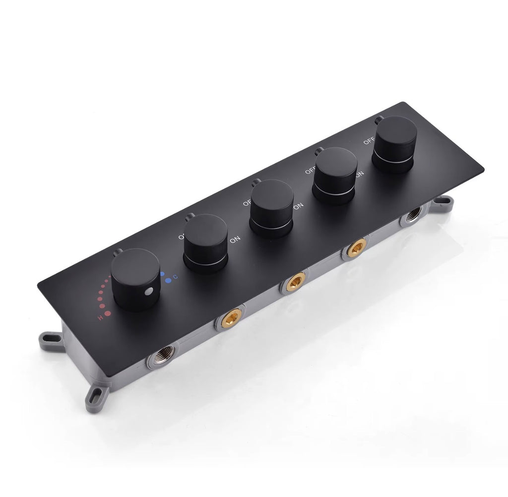 AURA Matte Black LED Shower Head Panel Waterfall Shower System