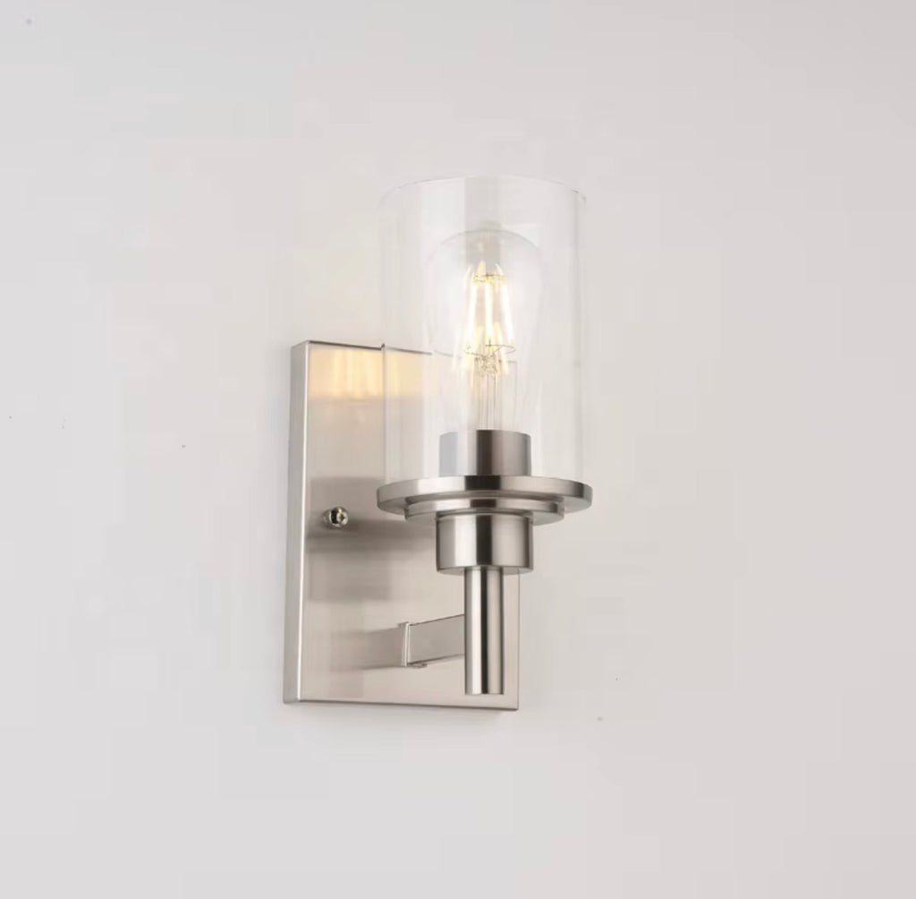 Valentina Brushed Nickel Glass Bathroom Wall Sconce