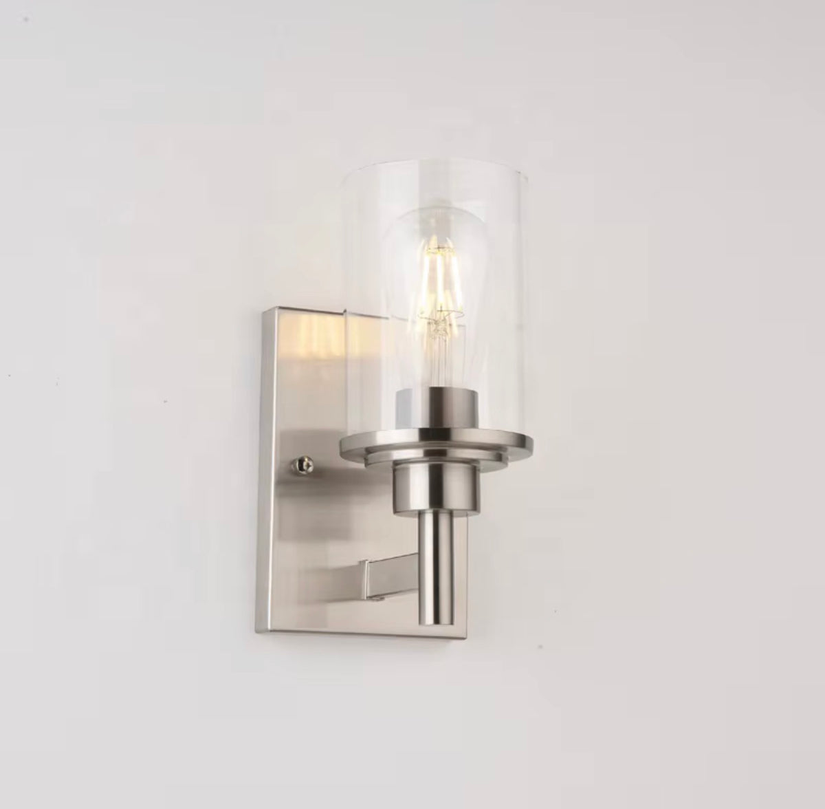 Valentina Brushed Nickel Glass Bathroom Wall Sconce