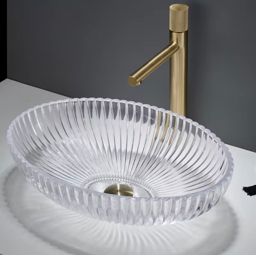 VENEZIA FLUTED GLASS OVAL VESSEL SINK