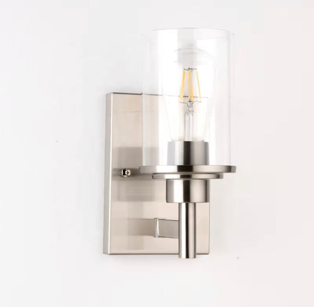 Valentina Brushed Nickel Glass Bathroom Wall Sconce