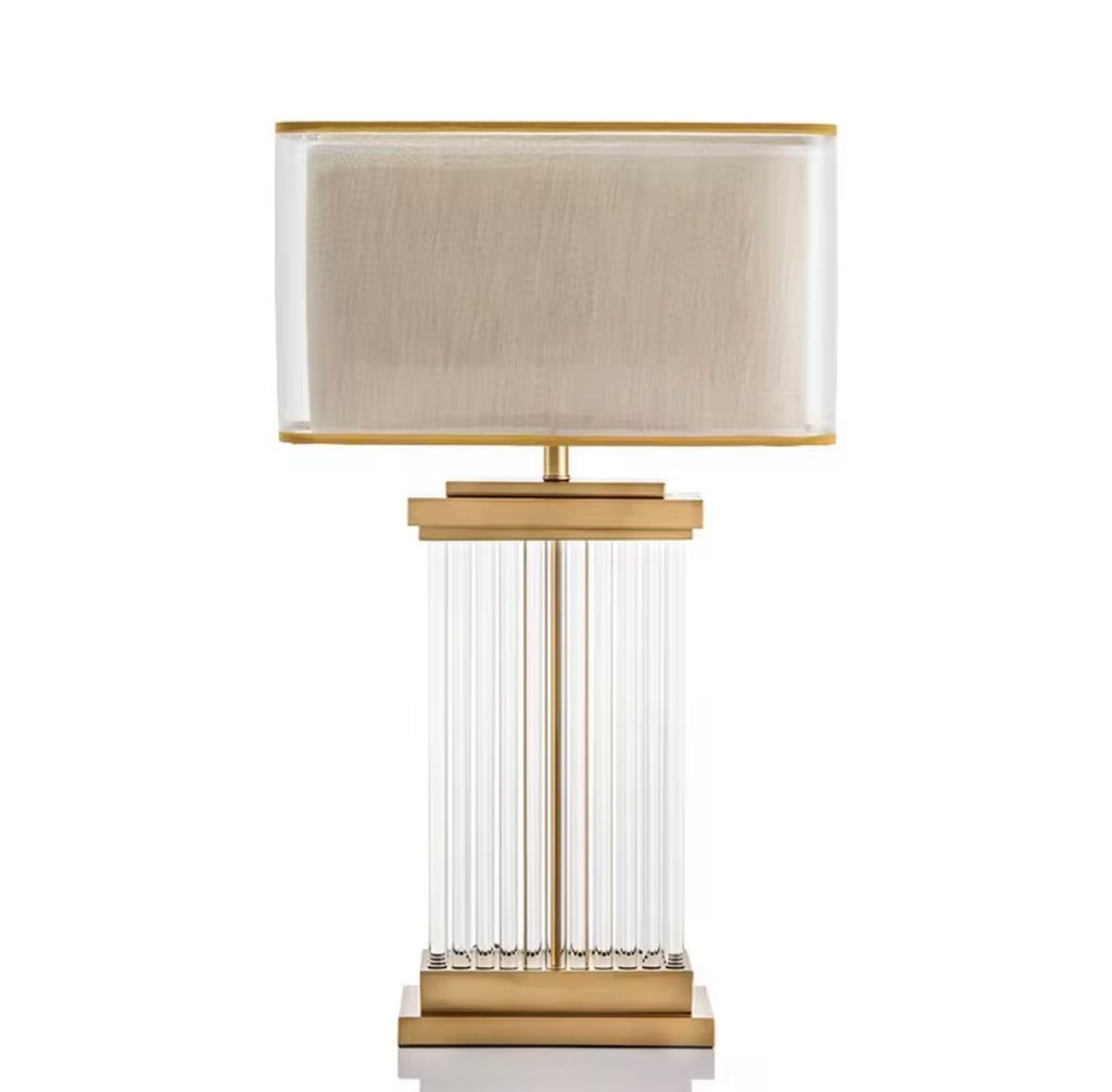 Casa Milano™ Aurora Crystal Table Lamp – Brass & Fabric Luxury Desk Light