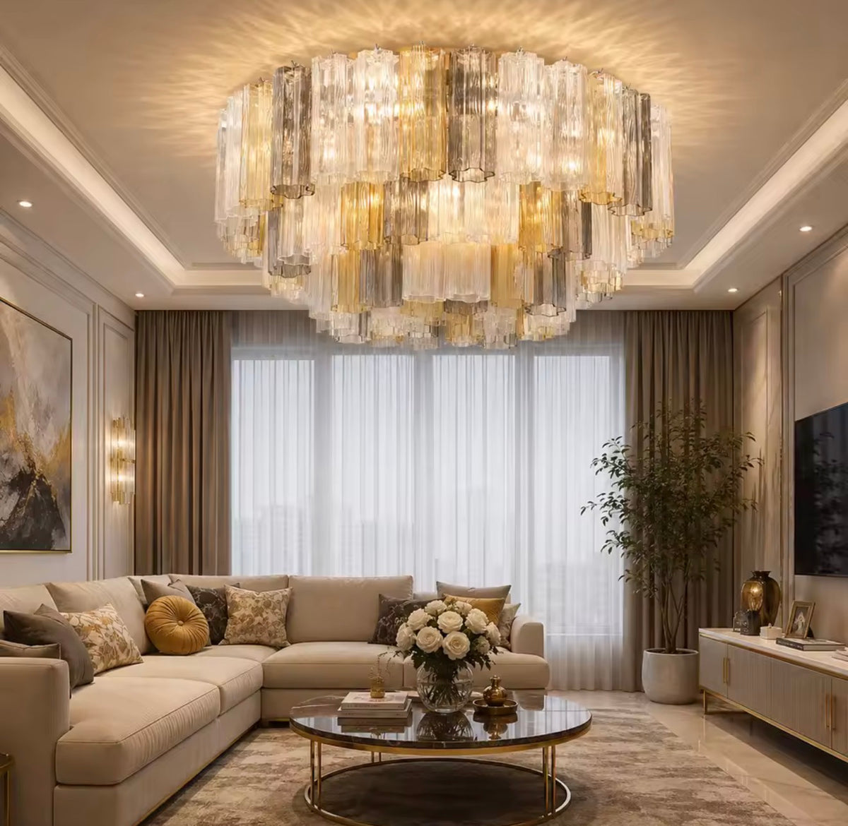 VIRELIA TIERED GLASS FLUSH MOUNT