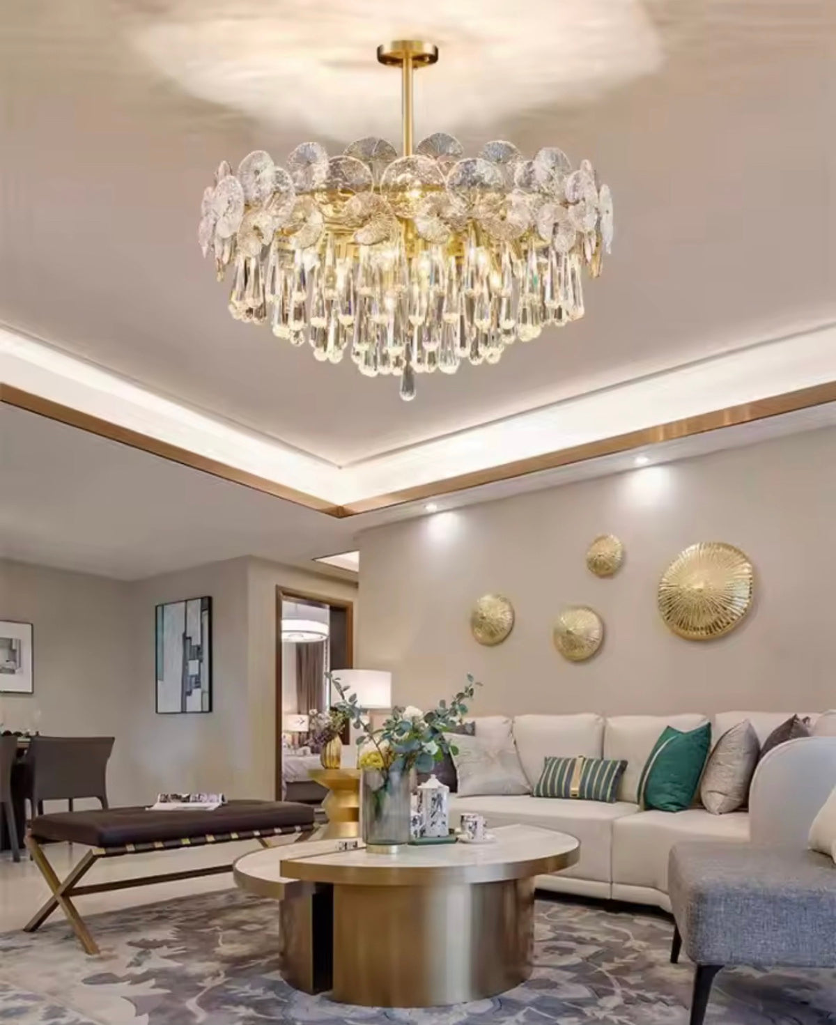 Waterdrop Tiered Glass Chandelier