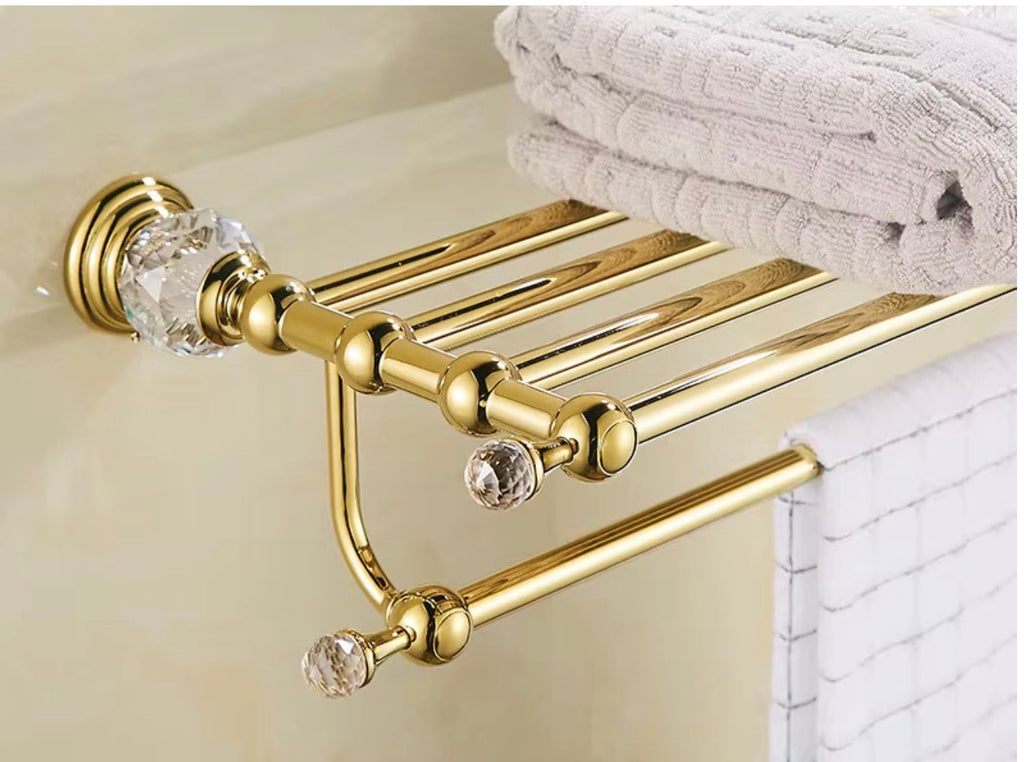 Amelia 7-Piece Golden Crystal Bathroom Hardware Set