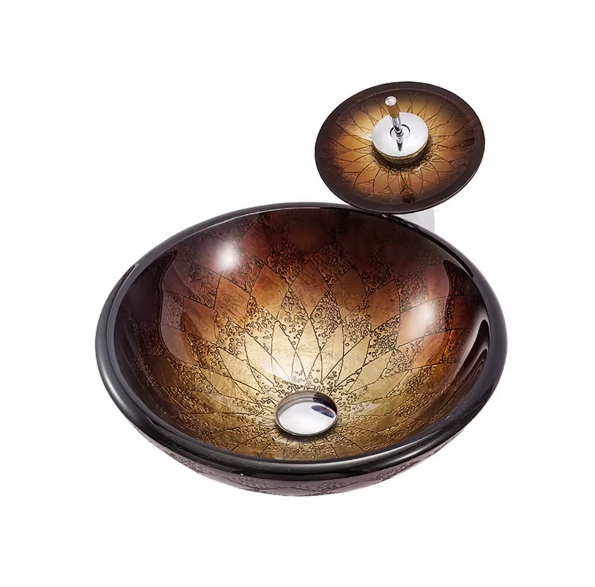 Serafina Tempered Glass Vessel Sink Set