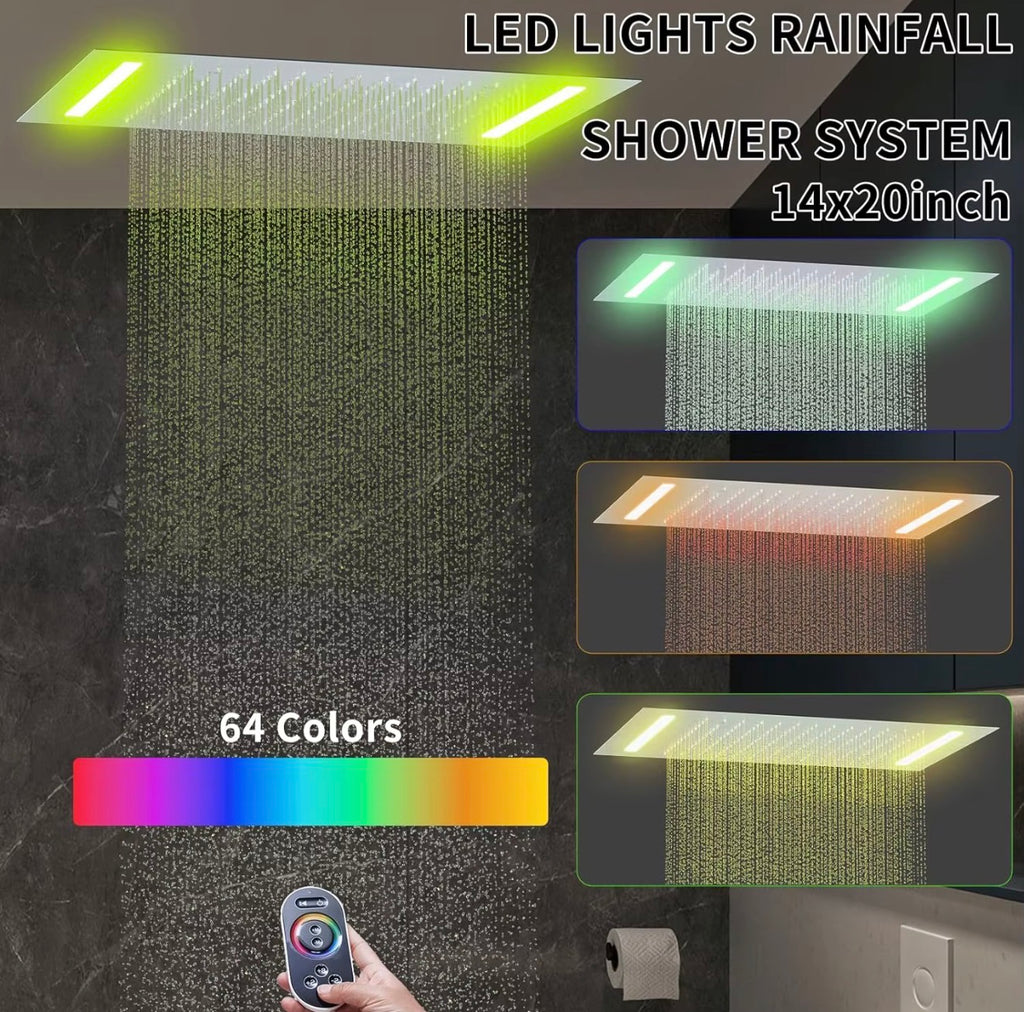 Aveline Dual LED Thermostatic Rain Shower System