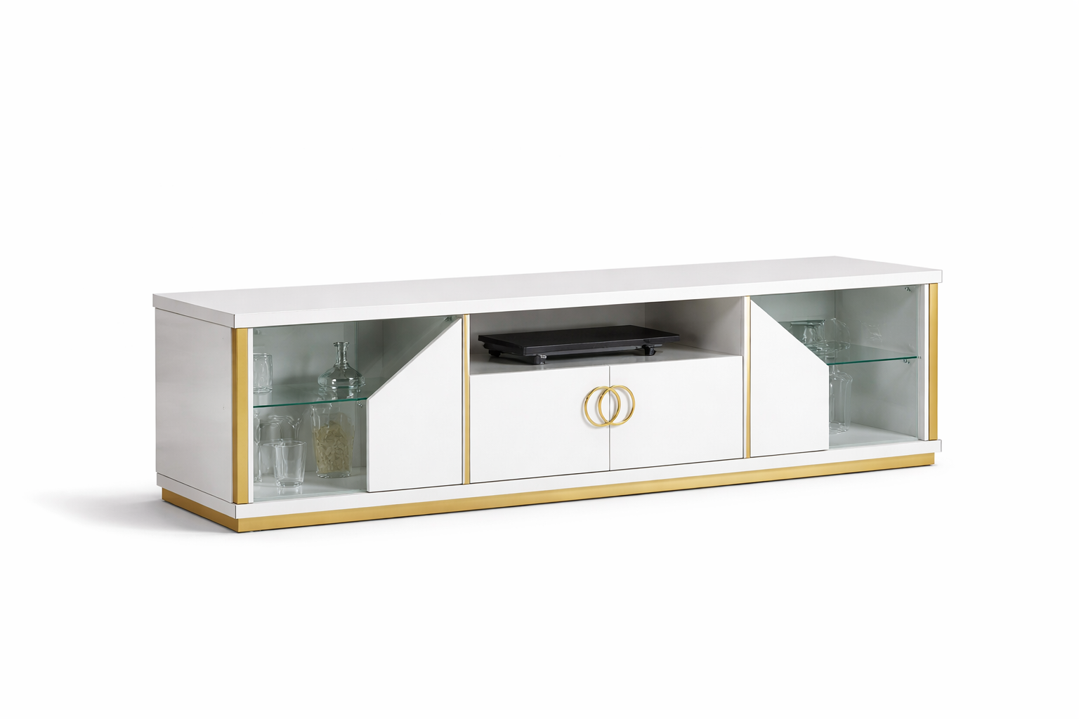 Casa Milano – Vogue Living Collection TV Stand & Cabinets (White & Gold)