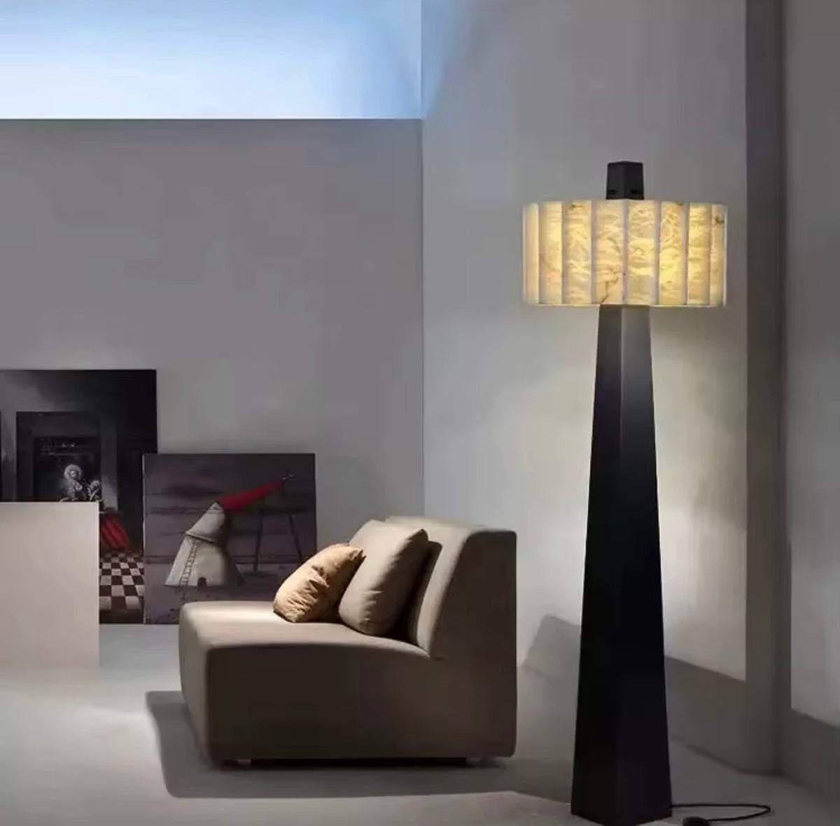 Lotus Alabaster Column Floor Lamp