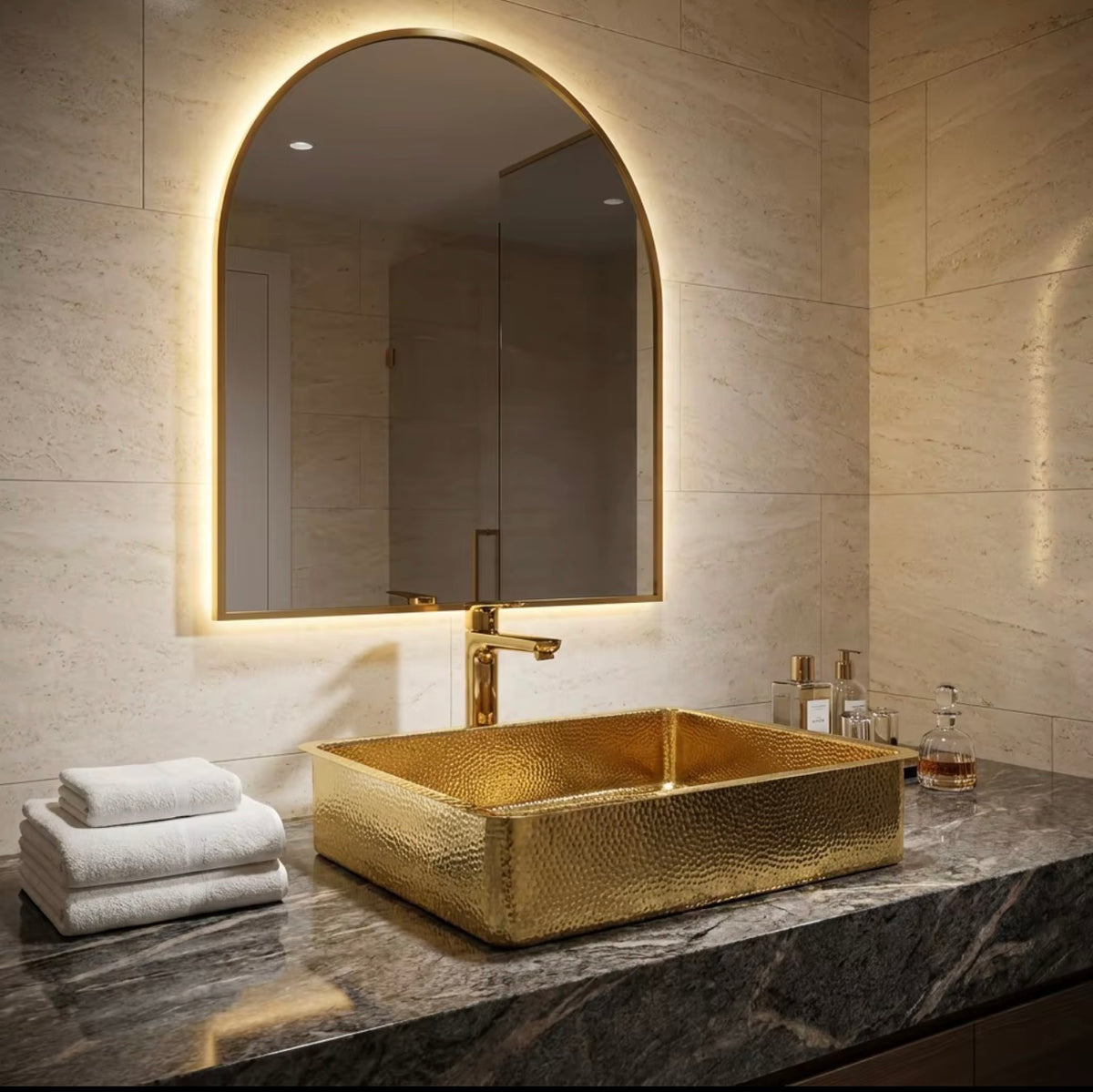 Belluno Hammered Gold Stainless Steel Vanity Sink