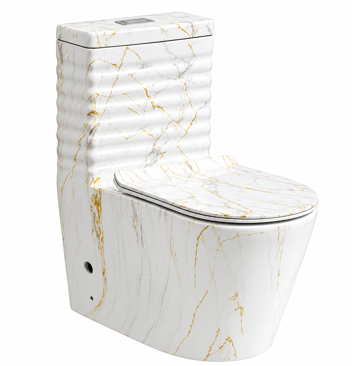 BIANCA FLUTED MARBLE-LOOK TOILET & PEDESTAL SINK COLLECTION