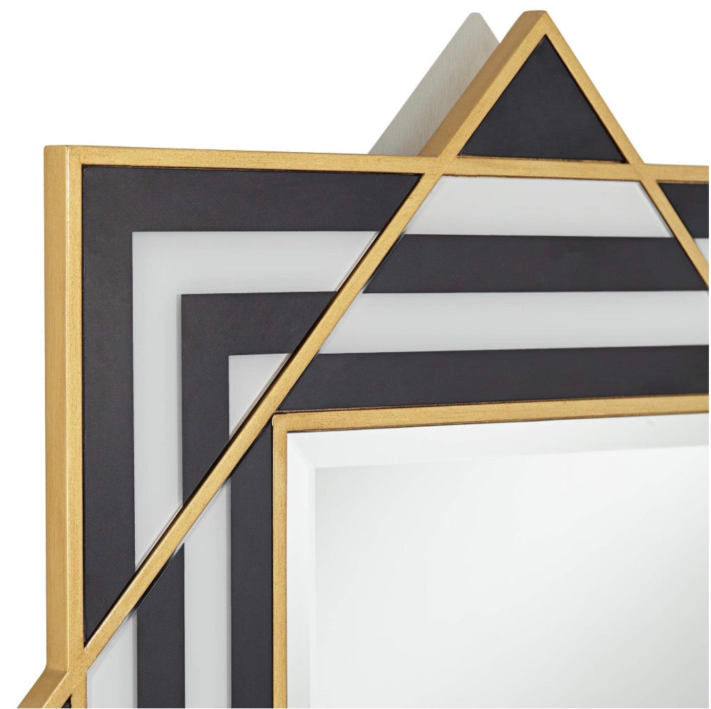 Casa Milano Zorra 36” Modern Black & White Stripe Square Wall Mirror